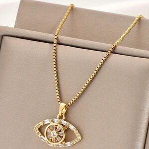 18K GOLD PLATED STAINLESS STEEL EVIL EYE NECKLACE